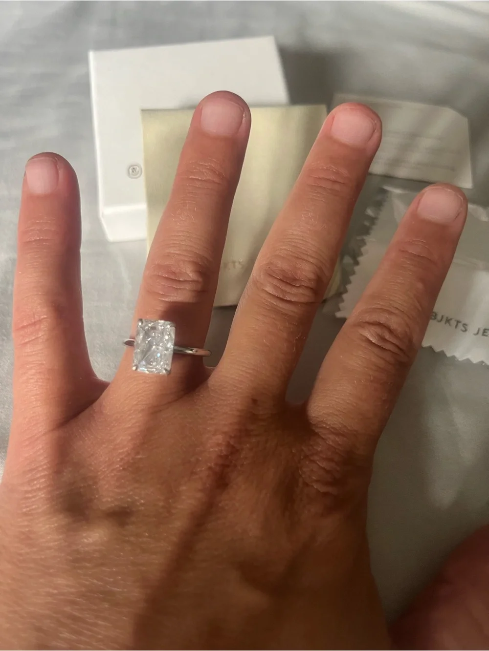 OBJKT Jewelry Radiant Emerald-Cut Solitaire Ring in Silver